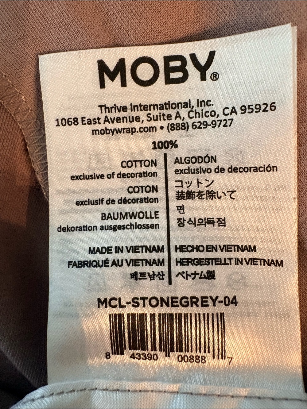 MOBY Classic Swaddle Wrap Slate Gray 100% Cotton lbs - Picture 3 of 10
